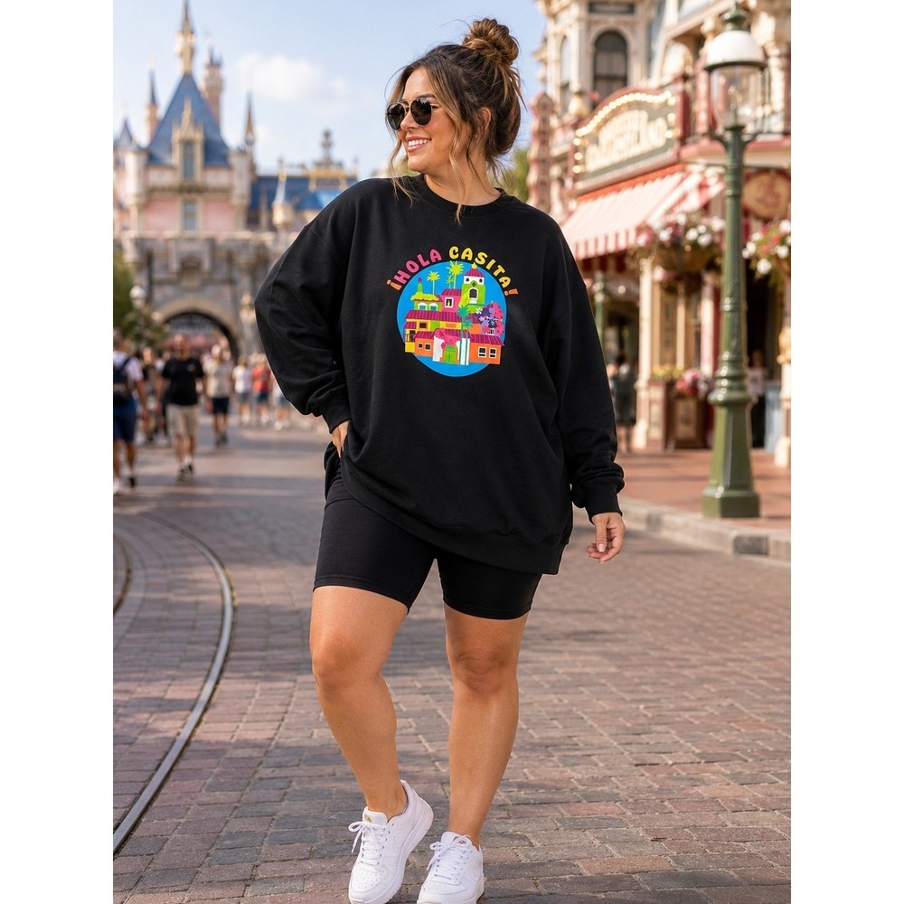 Disney Encanto Hola Casita Black Graphic Crewneck Sweatshirt XXL New